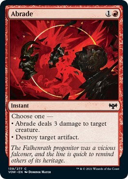 Abrade VOW #139 (Near Mint Common) Magic: The Gathering: Innistrad: Crimson Vow
