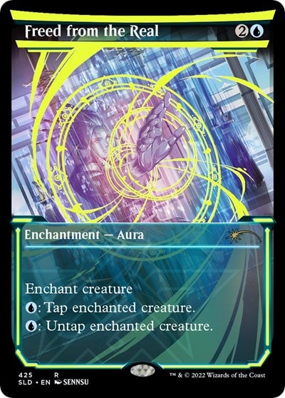 Freed from the Real (Neon Yellow) Foil SLD #425 (Damaged Rare) Magic: The Gathering: Secret Lair Drop Series