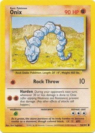 Onix BS #056/102 (Lightly Played Common) Pokemon: Base Set