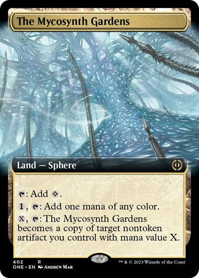 The Mycosynth Gardens Extended Art Foil ONE #402 (Moderately Played Rare) Magic: The Gathering: Phyrexia: All Will Be One