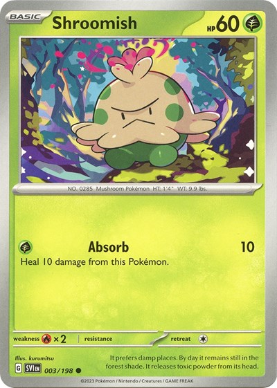Shroomish Reverse Holofoil SVI #003/198 (Near Mint Common) Pokemon: SV01: Scarlet & Violet Base Set