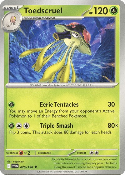Toedscruel Reverse Holofoil SVI #026/198 (Near Mint Uncommon) Pokemon: SV01: Scarlet & Violet Base Set