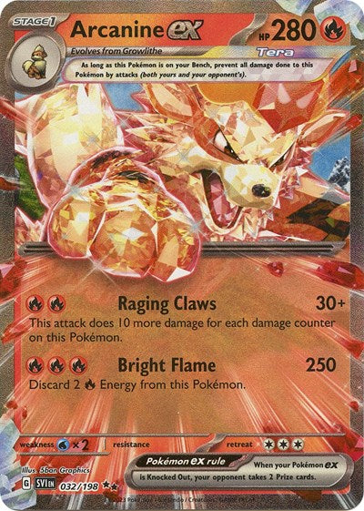 Arcanine ex 032 198 Holofoil SVI #032/198 (Near Mint Double Rare) Pokemon: SV01: Scarlet & Violet Base Set