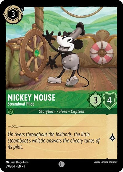 Mickey Mouse Steamboat Pilot 1 #89/204 (Near Mint Common) Disney Lorcana: The First Chapter