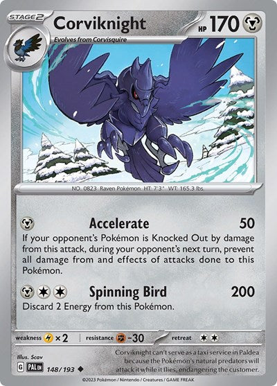 Corviknight Reverse Holofoil PAL #148/193 (Near Mint Uncommon) Pokemon: SV02: Paldea Evolved