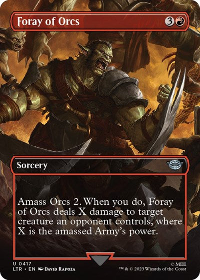 Foray of Orcs Borderless LTR #417 (Near Mint Uncommon) Magic: The Gathering: Universes Beyond: The Lord of the Rings: Tales of Middle-earth