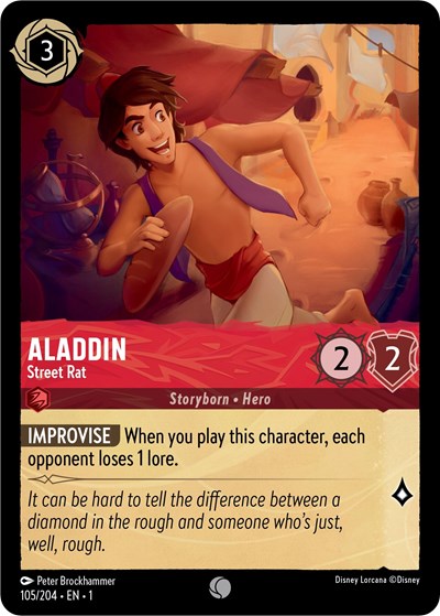 Aladdin Street Rat 1 #105/204 (Near Mint Common) Disney Lorcana: The First Chapter