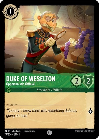 Duke of Weselton - Opportunistic Official 1 #73/204 (Near Mint Common) Disney Lorcana: The First Chapter