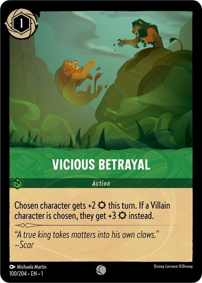Vicious Betrayal 1 #100/204 (Near Mint Common) Disney Lorcana: The First Chapter