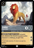 Simba - Rightful Heir 1 #190/204 (Near Mint Uncommon) Disney Lorcana: The First Chapter