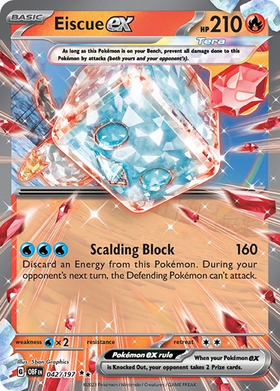 Eiscue ex Holofoil OBF #042/197 (Near Mint Double Rare) Pokemon: SV03: Obsidian Flames