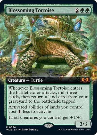 Blossoming Tortoise Extended Art Foil WOE #354 (Near Mint Mythic Rare) Magic: The Gathering: Wilds of Eldraine