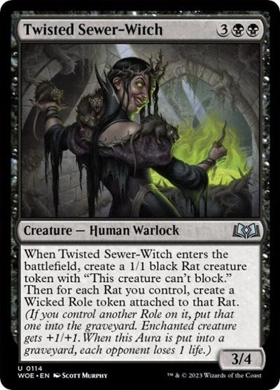 Twisted Sewer Witch WOE #114 (Near Mint Uncommon) Magic: The Gathering: Wilds of Eldraine