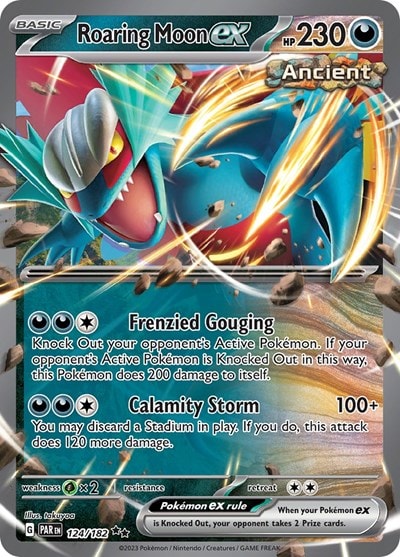 Roaring Moon ex Holofoil PAR #124/182 (Near Mint Double Rare) Pokemon: SV04: Paradox Rift