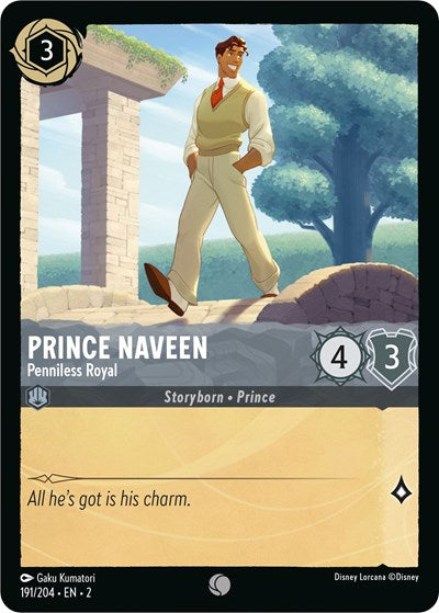 Prince Naveen Penniless Royal 2 #191/204 (Near Mint Common) Disney Lorcana: Rise of the Floodborn