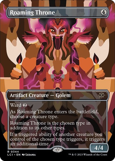 Roaming Throne Borderless LCI #344 (Lightly Played Rare) Magic: The Gathering: The Lost Caverns of Ixalan
