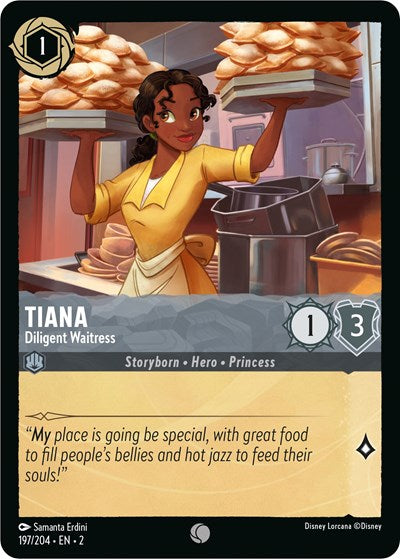 Tiana Diligent Waitress 2 #197/204 (Near Mint Common) Disney Lorcana: Rise of the Floodborn