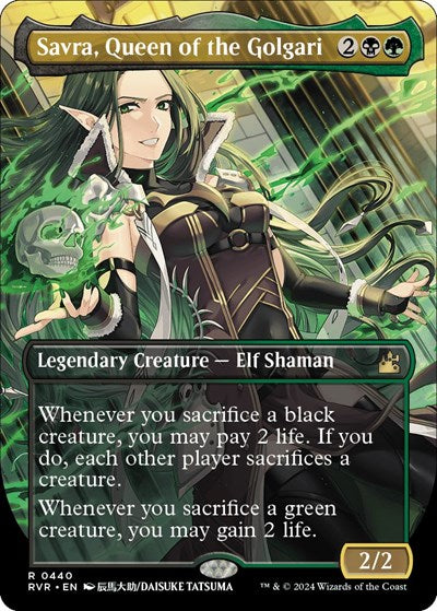 Savra Queen of the Golgari Anime Borderless RVR #440 (Near Mint Rare) Magic: The Gathering: Ravnica Remastered