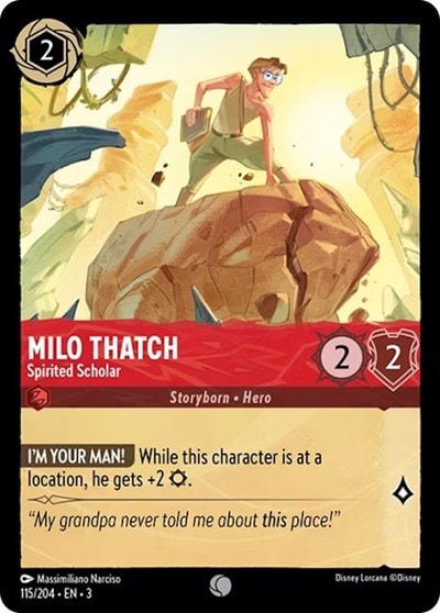 Milo Thatch - Spirited Scholar 3 #115/204 (Near Mint Common) Disney Lorcana: Into the Inklands