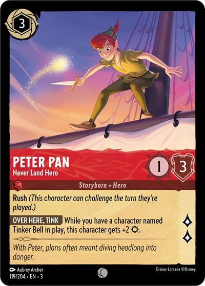 Peter Pan - Never Land Hero 3 #119/204 (Near Mint Common) Disney Lorcana: Into the Inklands