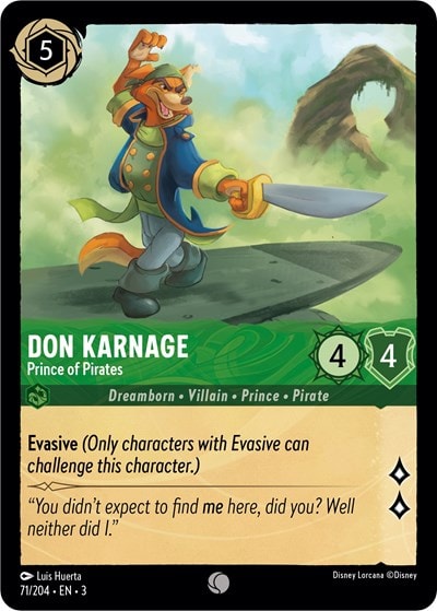 Don Karnage - Prince of Pirates 3 #71/204 (Near Mint Common) Disney Lorcana: Into the Inklands