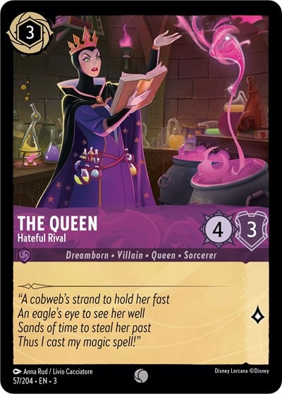 The Queen - Hateful Rival 3 #57/204 (Near Mint Common) Disney Lorcana: Into the Inklands