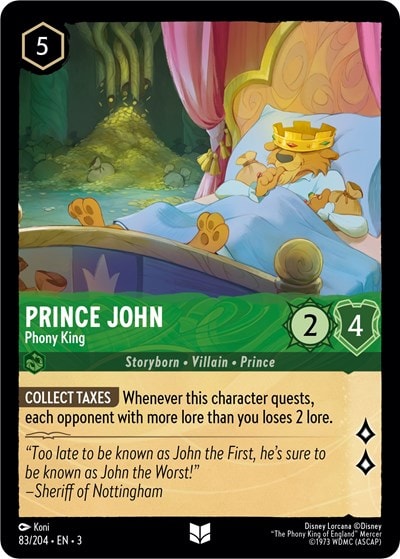 Prince John - Phony King 3 #83/204 (Near Mint Uncommon) Disney Lorcana: Into the Inklands