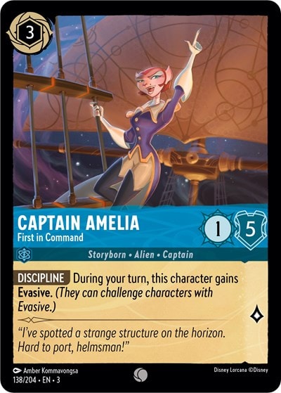 Captain Amelia - First in Command 3 #138/204 (Near Mint Common) Disney Lorcana: Into the Inklands