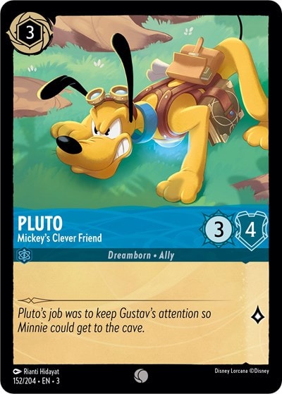 Pluto - Mickey's Clever Friend 3 #152/204 (Near Mint Common) Disney Lorcana: Into the Inklands