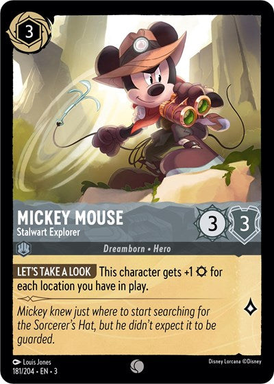Mickey Mouse - Stalwart Explorer 3 #181/204 (Near Mint Common) Disney Lorcana: Into the Inklands