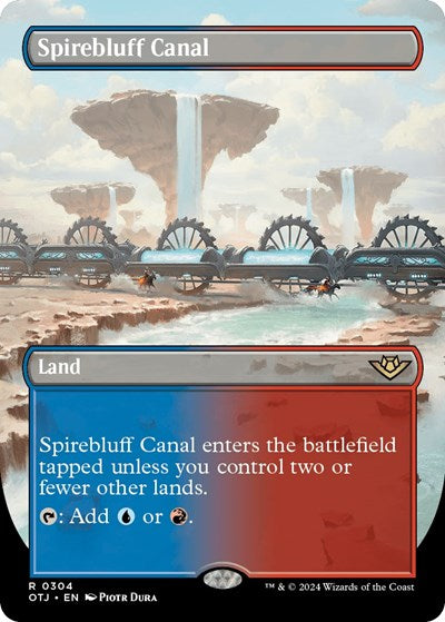 Spirebluff Canal Borderless Foil OTJ #304 (Near Mint Rare) Magic: The Gathering: Outlaws of Thunder Junction