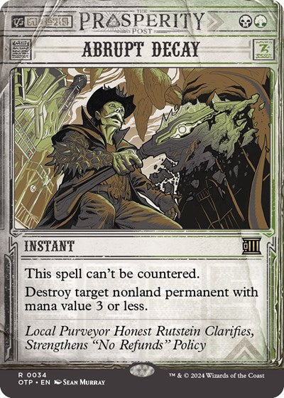 Abrupt Decay OTP #34 (Damaged Rare) Magic: The Gathering: Outlaws of Thunder Junction: Breaking News