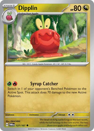 Dipplin 127 167 Reverse Holofoil TWM #127/167 (Near Mint Uncommon) Pokemon: SV06: Twilight Masquerade