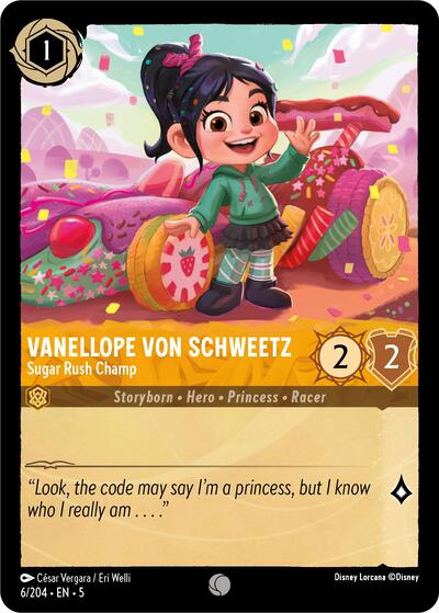 Vanellope von Schweetz - Sugar Rush Champ 5 #6/204 (Near Mint Common) Disney Lorcana: Shimmering Skies