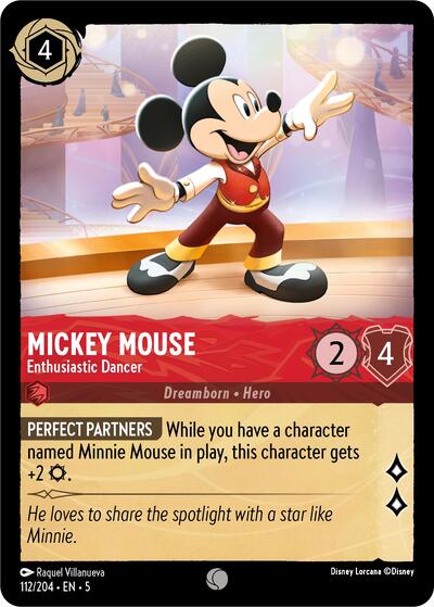 Mickey Mouse - Enthusiastic Dancer 5 #112/204 (Near Mint Common) Disney Lorcana: Shimmering Skies