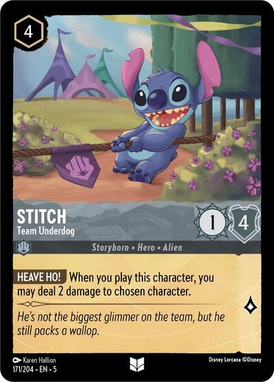Stitch - Team Underdog 5 #171/204 (Near Mint Uncommon) Disney Lorcana: Shimmering Skies