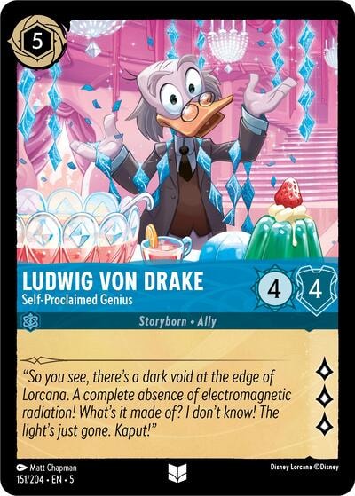 Ludwig Von Drake - Self-Proclaimed Genius 5 #151/204 (Near Mint Uncommon) Disney Lorcana: Shimmering Skies
