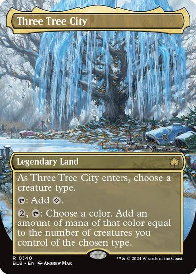 Three Tree City Borderless 0340 BLB #340 (Near Mint Rare) Magic: The Gathering: Bloomburrow