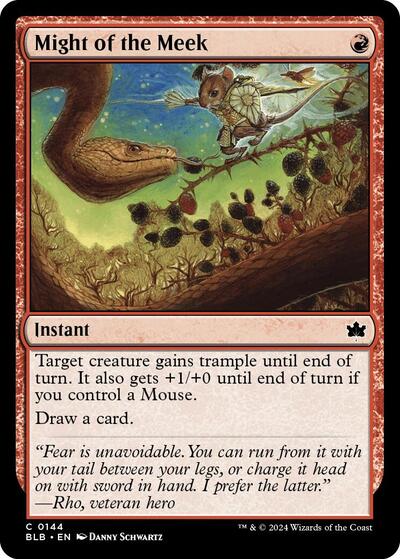 Might of the Meek BLB #144 (Near Mint Common) Magic: The Gathering: Bloomburrow