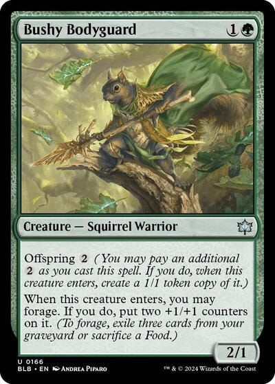 Bushy Bodyguard BLB #166 (Near Mint Uncommon) Magic: The Gathering: Bloomburrow