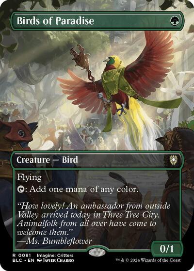 Birds of Paradise Borderless Foil BLC #81 (Near Mint Rare) Magic: The Gathering: Commander: Bloomburrow