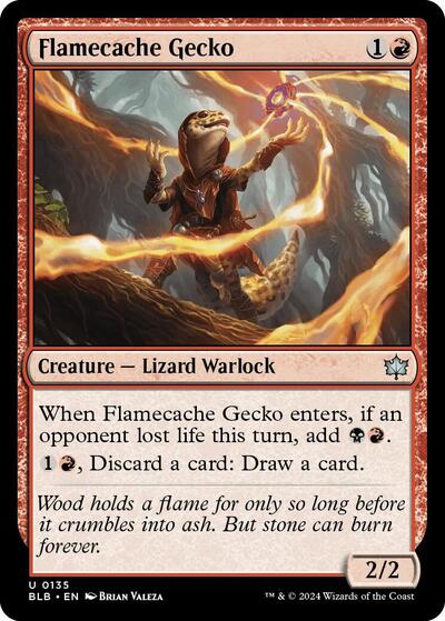 Flamecache Gecko BLB #135 (Near Mint Uncommon) Magic: The Gathering: Bloomburrow