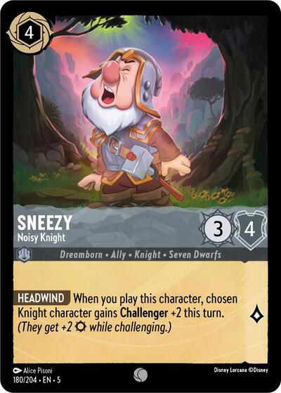 Sneezy - Noisy Knight 5 #180/204 (Near Mint Common) Disney Lorcana: Shimmering Skies