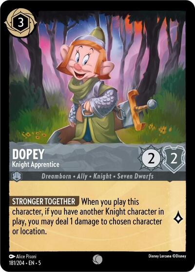 Dopey - Knight Apprentice 5 #181/204 (Near Mint Common) Disney Lorcana: Shimmering Skies
