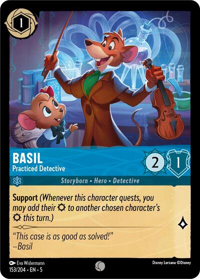 Basil - Practiced Detective 5 #153/204 (Near Mint Common) Disney Lorcana: Shimmering Skies