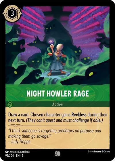 Night Howler Rage 5 #95/204 (Near Mint Common) Disney Lorcana: Shimmering Skies