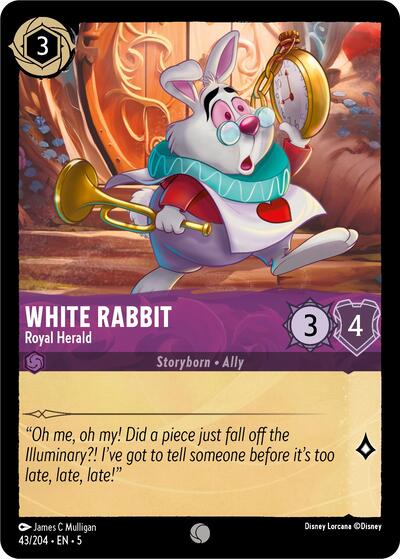 White Rabbit - Royal Herald 5 #43/204 (Near Mint Common) Disney Lorcana: Shimmering Skies