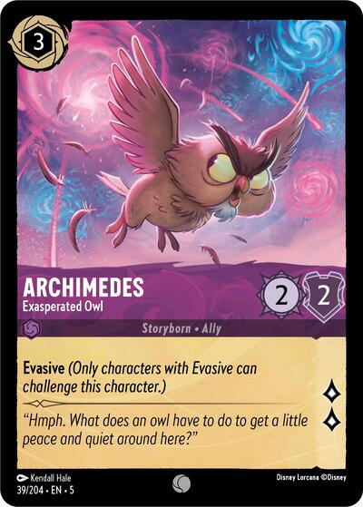 Archimedes - Exasperated Owl 5 #39/204 (Near Mint Common) Disney Lorcana: Shimmering Skies