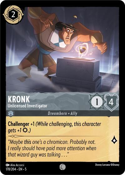 Kronk - Unlicensed Investigator 5 #178/204 (Near Mint Common) Disney Lorcana: Shimmering Skies