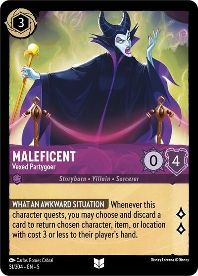 Maleficent - Vexed Partygoer 5 #51/204 (Near Mint Uncommon) Disney Lorcana: Shimmering Skies